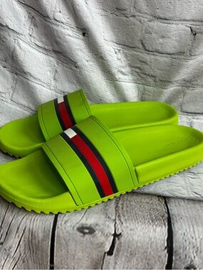 Tommy Hilfiger Men's Tmredder Green Summer Slide Sandal Pool Shoes Sz 13 GUC HTF